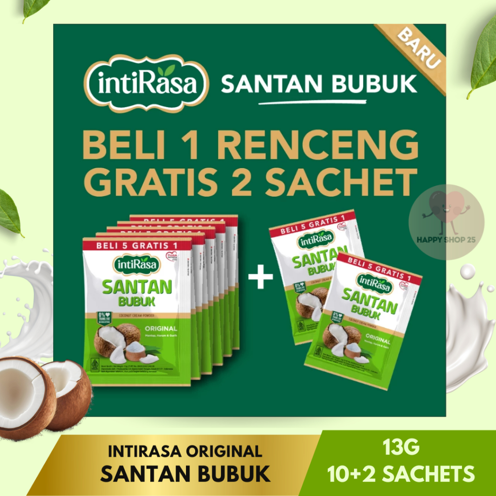 

IntiRasa Santan Bubuk Original (10 sachets x 13g) + Gratis (2 sachets 13g)