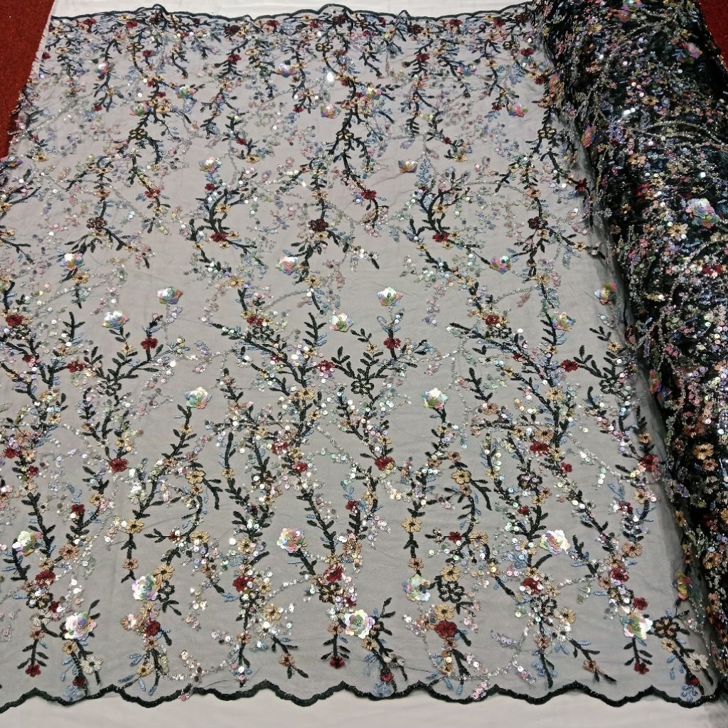 Kain/Bahan TILE GARDEN PAYET/tile bordir bunga