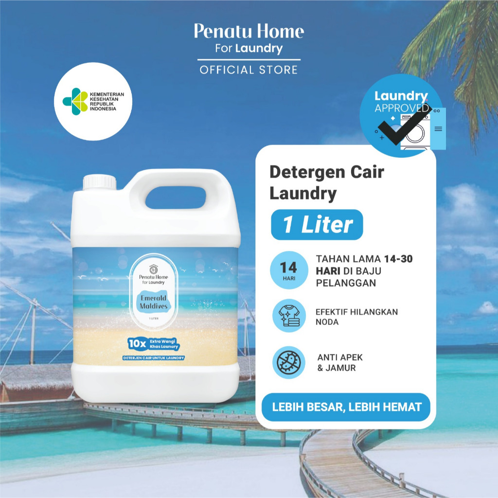 [ Penatu Home ] Emerald Maldives Detergen Cair Laundry Liquid Detergen 1 Liter