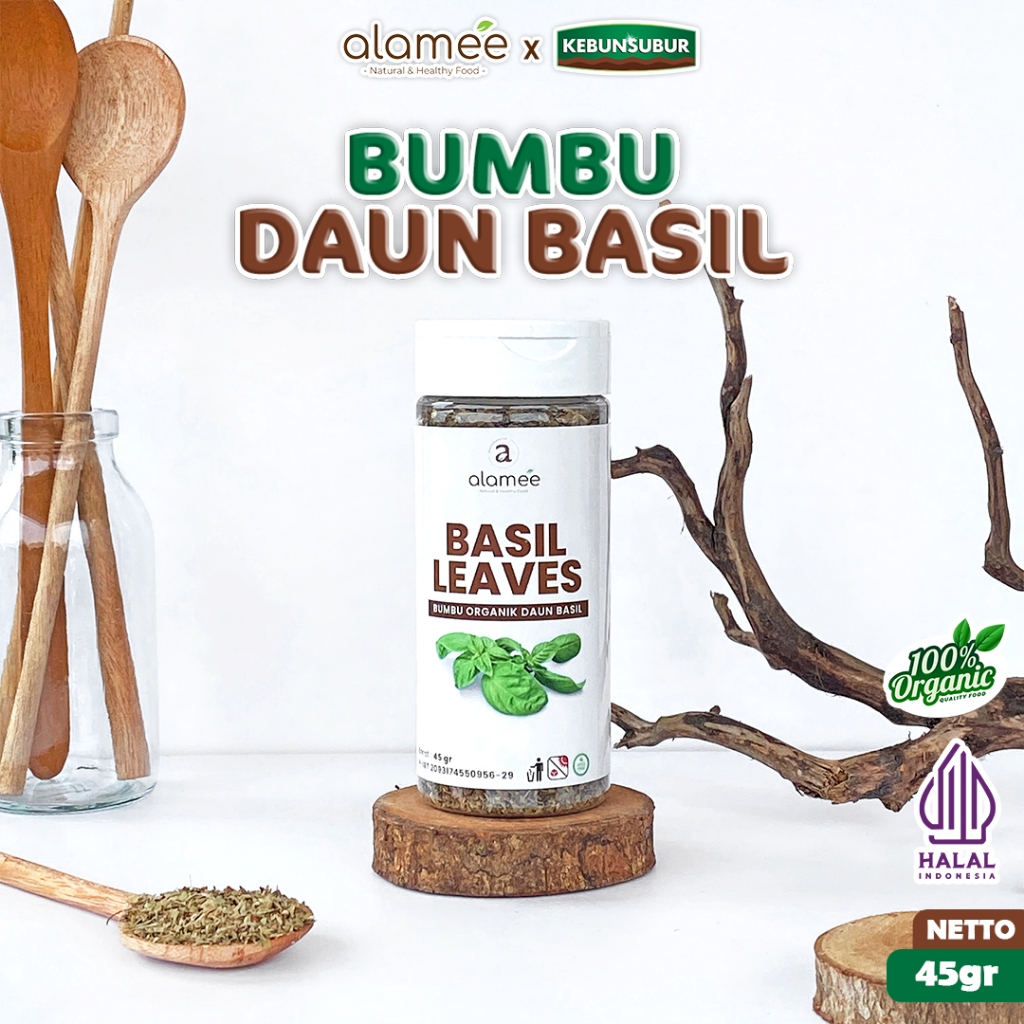 

ALAMEE Daun Basil Bumbu Dapur Dried Leaf Murni Asli Seasoning Organik Garnish Tabur Kebunsubur