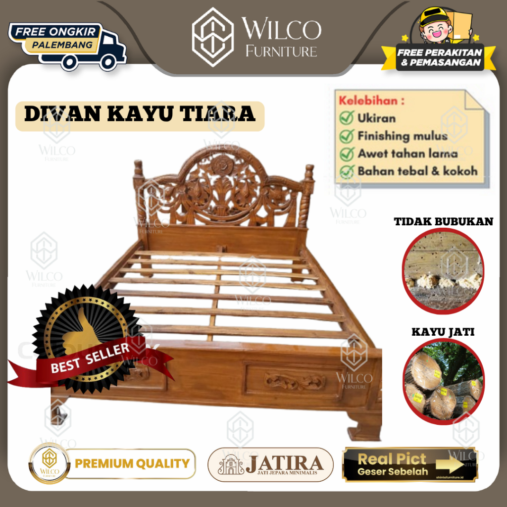 Divan Kayu Jati Tiara | Ranjang Kayu Minimalis JATIRA | Divan Jati Murah Palembang