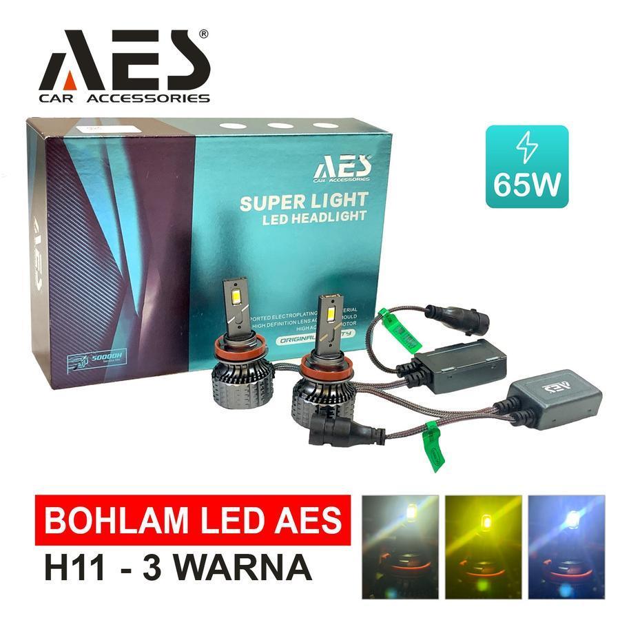 AES LAMPU LED TURBO H11 3 WARNA Lampu Turbo Led Headlight AES H4 H11 H16 HB3 9005 AES 65 WATT