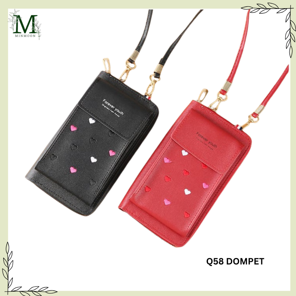 MINMOON - DOMPET PANJANG WANITA FREE TALI Q58 DOMPET WANITA MOTIF LOVE IMPORT REAL PICT