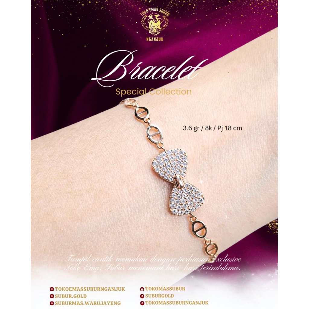 Gelang rantai model pita 8k
