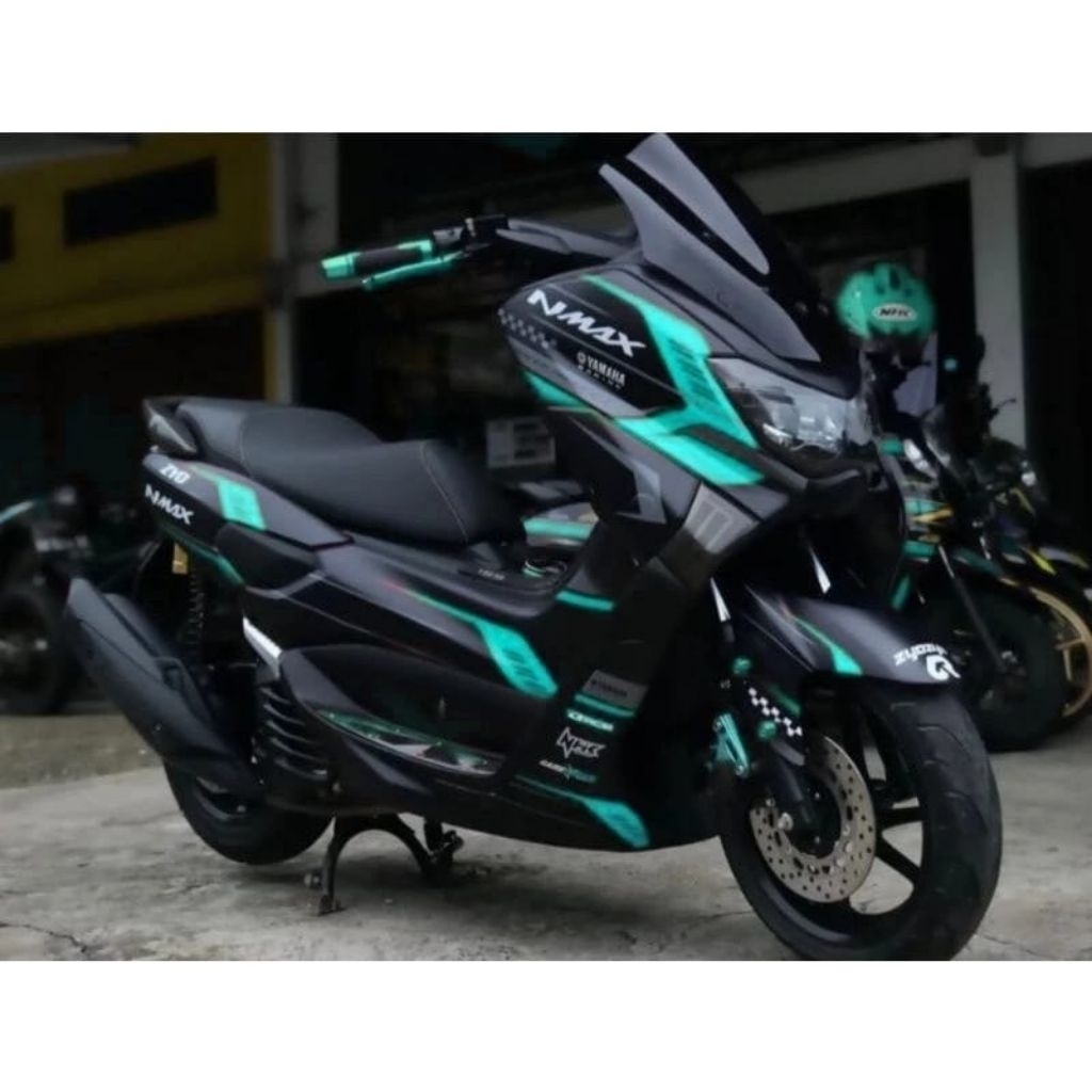 sticker decal nmax old motif grafis hitam tosca variasi warna full body motor