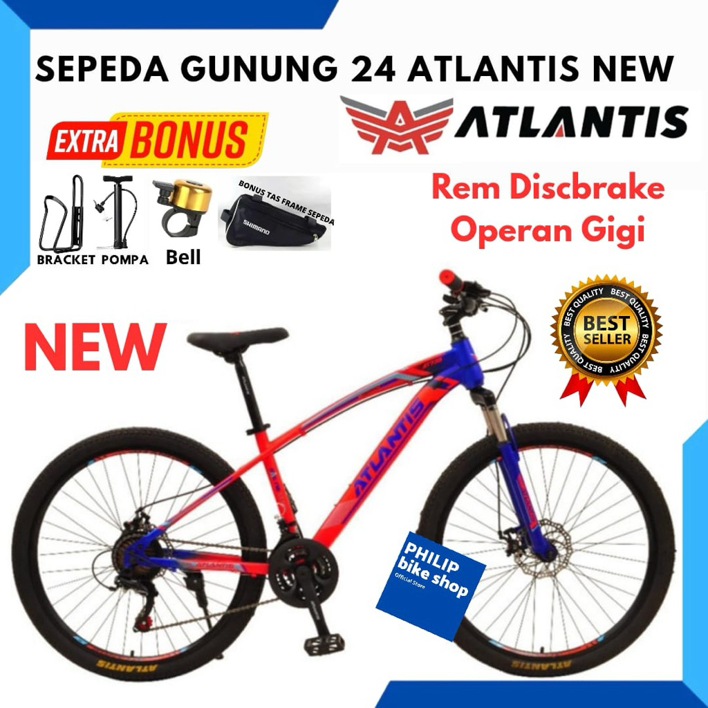 Sepeda Gunung MTB 24 Atlantis Sporty Rem Discbrake New