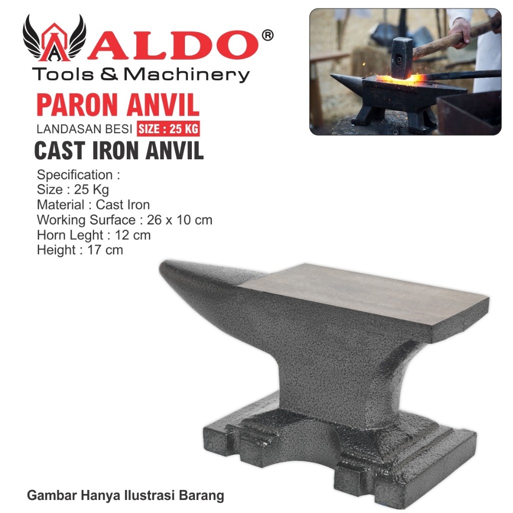 PARON ANVIL / LANDASAN BESI 25 KG (55 LBS) MERK ALDO