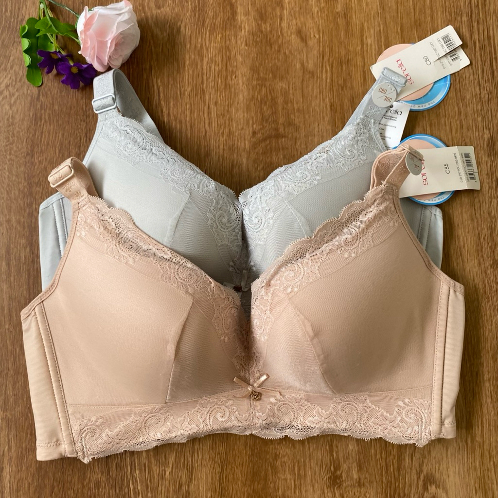 SORELLA BODY COUNTOUR BRA TANPA KAWAT BUSA TEBAL SIZE 36C C80 38C C85 PENGAIT 3x4 STEP FULL LACE