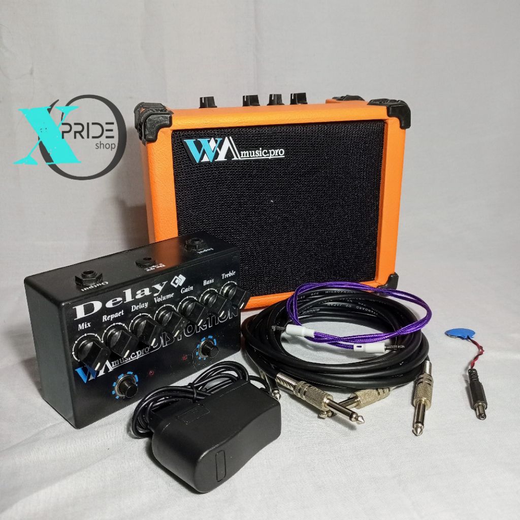 EFEK GITAR LISTRIK POTENSIO 7 DAN AMPLIFIER PAKET LENGKAP SIAP PAKAI