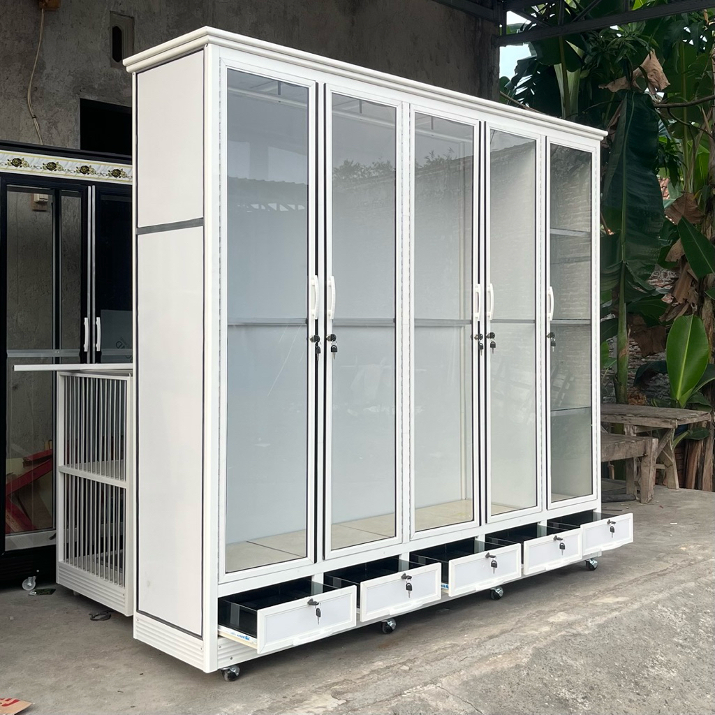 Lemari Pakaian Bahan ACP | Lemari Gantung & Rak | Lemari gamis & baju lipat | Lemari Aluminium Kaca 