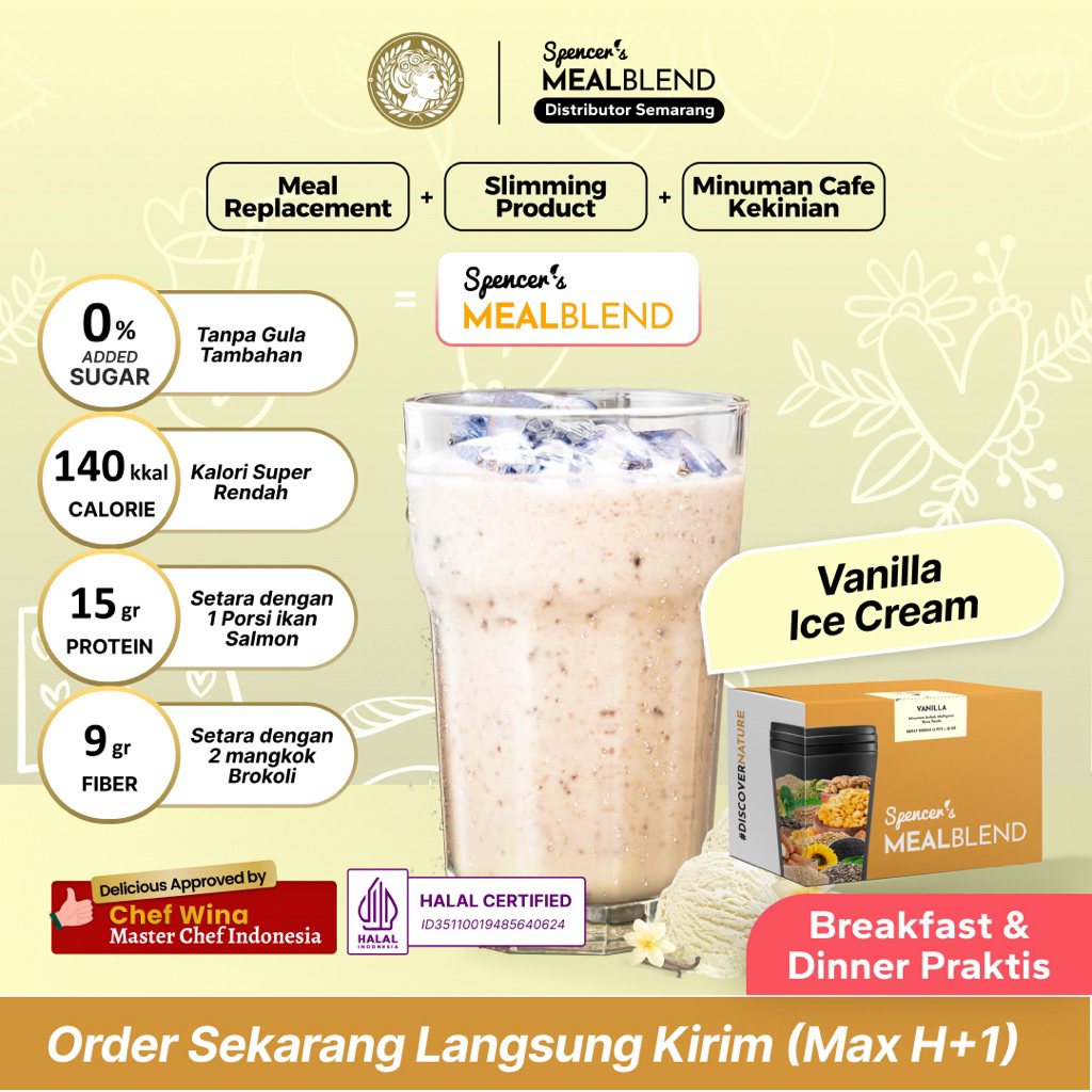 

Spencer’s MealBlend Vanilla Ice Cream 15 Sachet – Diet Meal Pengganti Makan + Bonus Snack Sehat