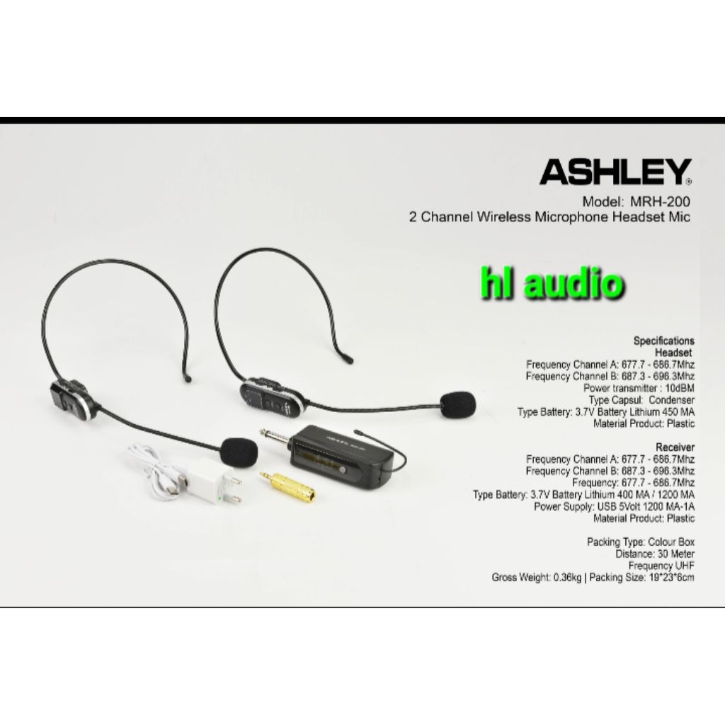 MIC WIRELESS HEADSET/BANDO ASHLEY MRH-200 ( 2 MIC HEADSET)