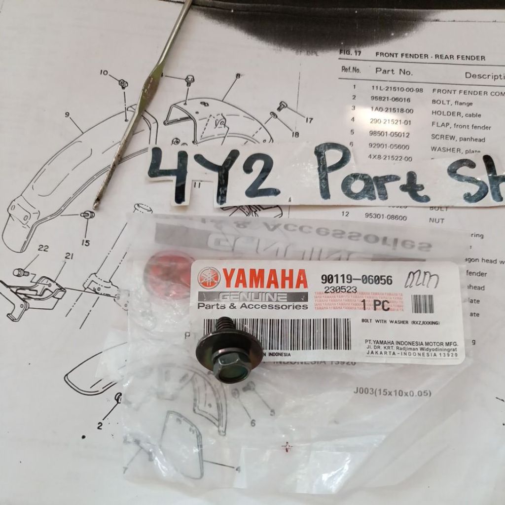 baut spakbor kolong rxking , rx spesial , YT115 original YGP (90119-06056)