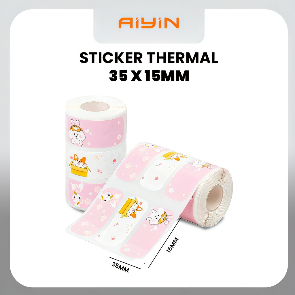 

AiYin Thermal Paper 35mm x 15mm 360pcs/Roll Multi Purpose Square Self Adhesive Label