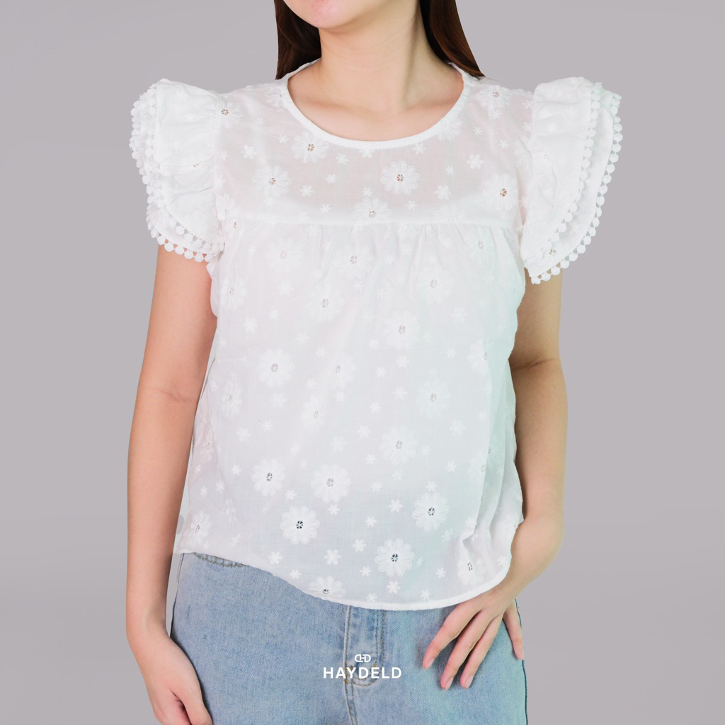 HAYDELD - Karin Lace Top | Atasan Brokat Wanita | Blouse Brokat Tanpa Lengan | Outer Tanpa Lengan | 
