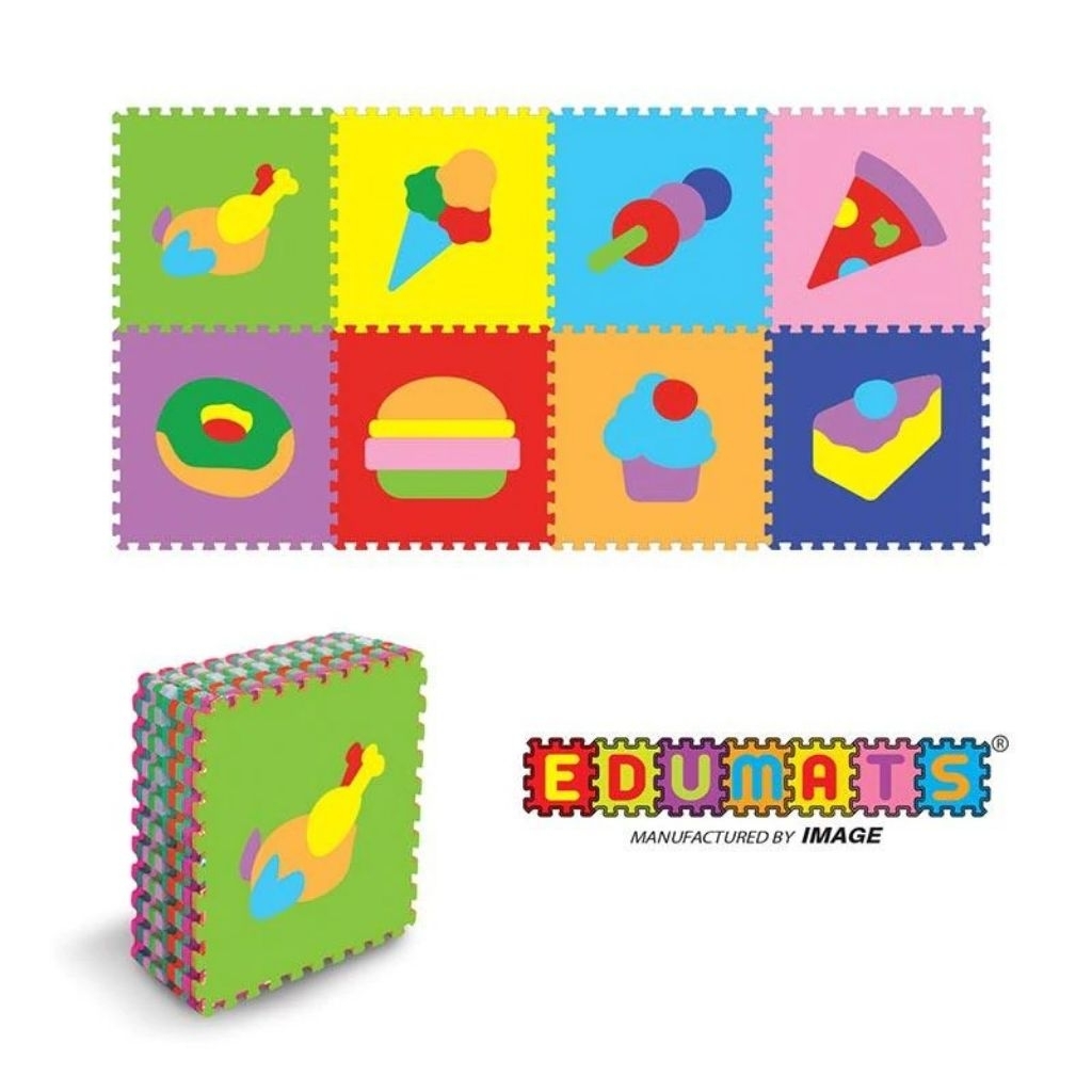 EDUMAT KARPET MATRAS EVAMAT / PUZZLE TIKAR FOOD SERIES KARPET LANTAI SPON 30 X 30 CM  (8 LEMBAR)