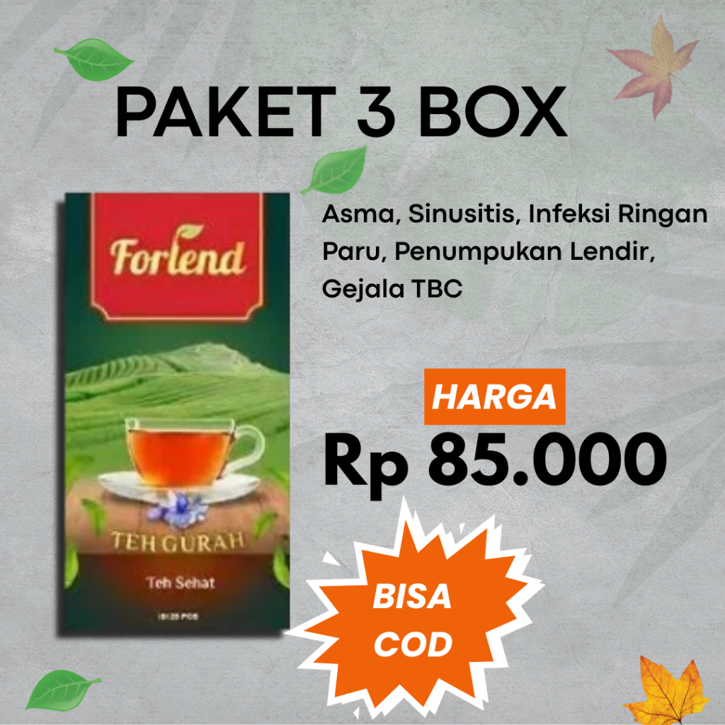 

FORLEND - Paket 3 Box Teh Gurah Atasi Mengi Batuk Menahun Keluarkan Dahak & Lendir - Bisa COD