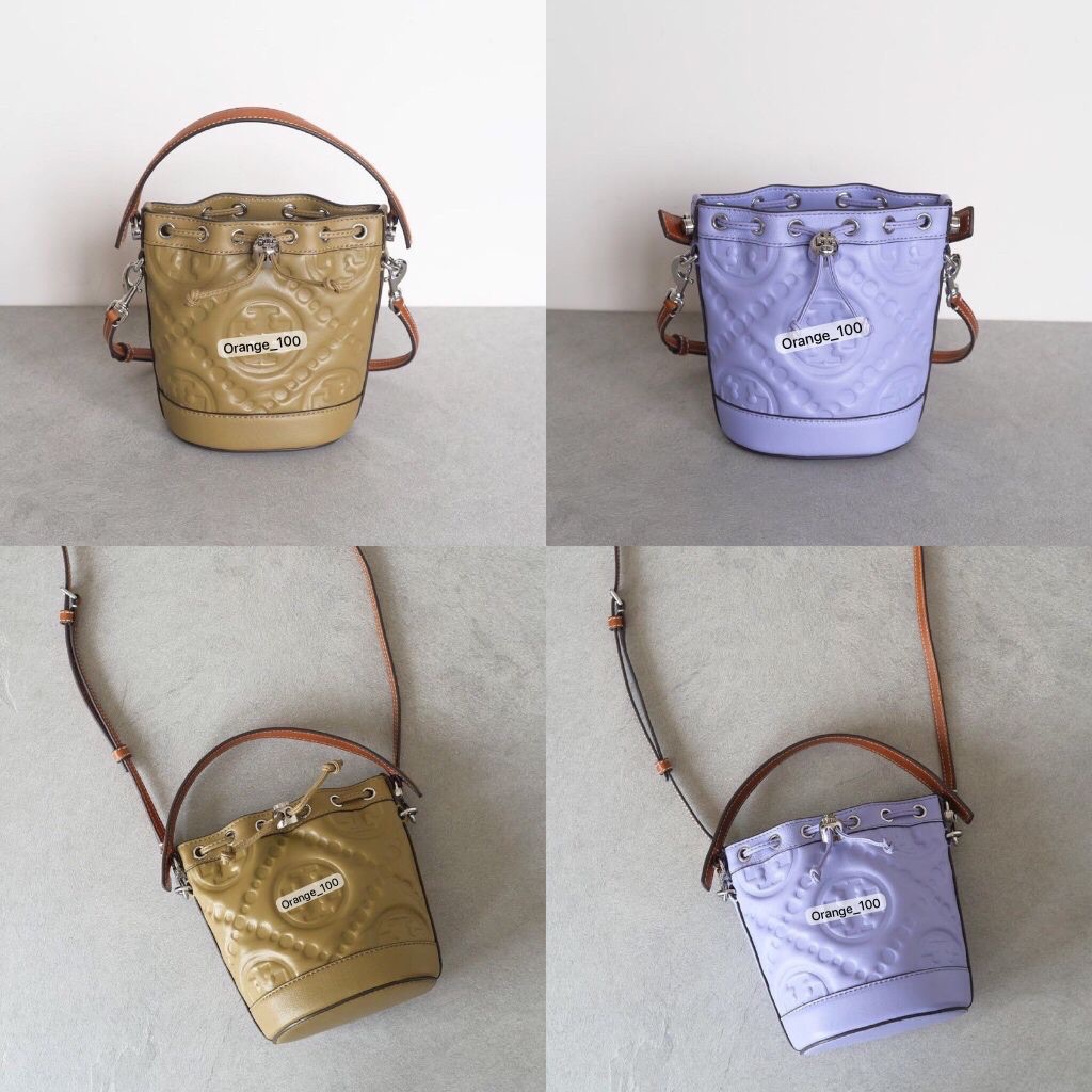 TAS WANITA TB MONOGRAM PUFFY MINI BUCKET BAG LEATHER ORIGINAL