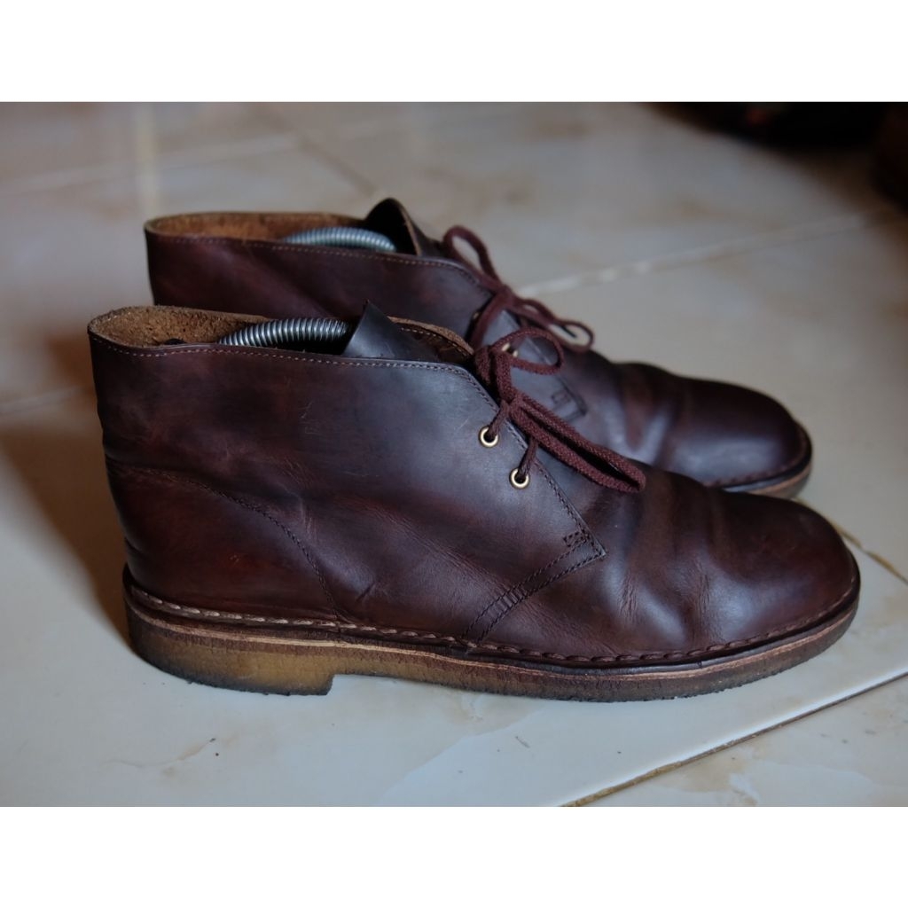 Sepatu Boots Clarks Desert Chukka Boot Beeswax Leather Kulit Brown