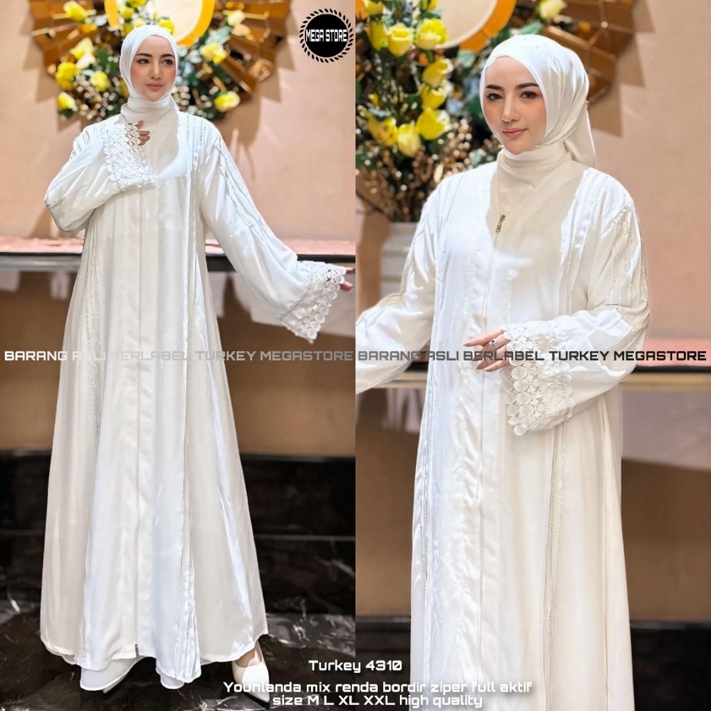 Abaya Gamis Turkey Putih Jumbo Muslim Terbaru