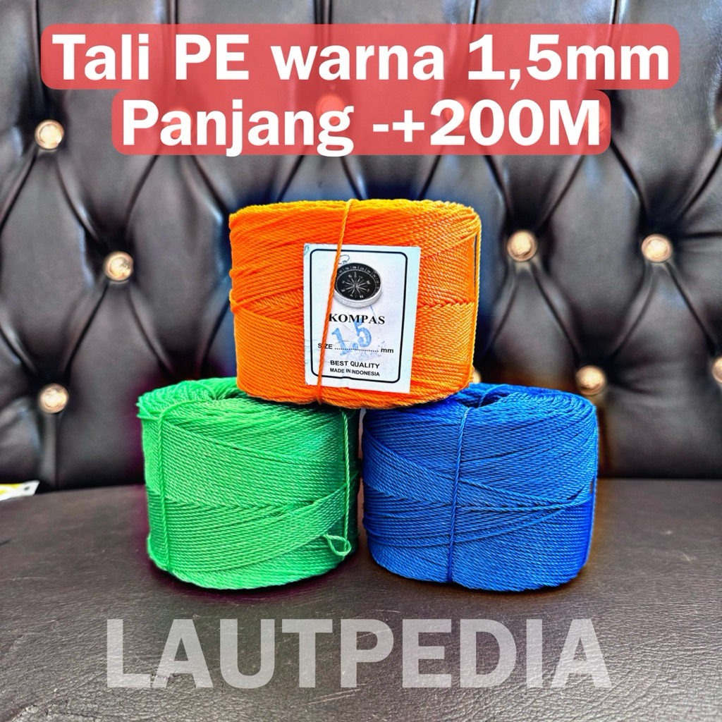

Tali PE warna 1,5mm kompas panjang -+200 Meter