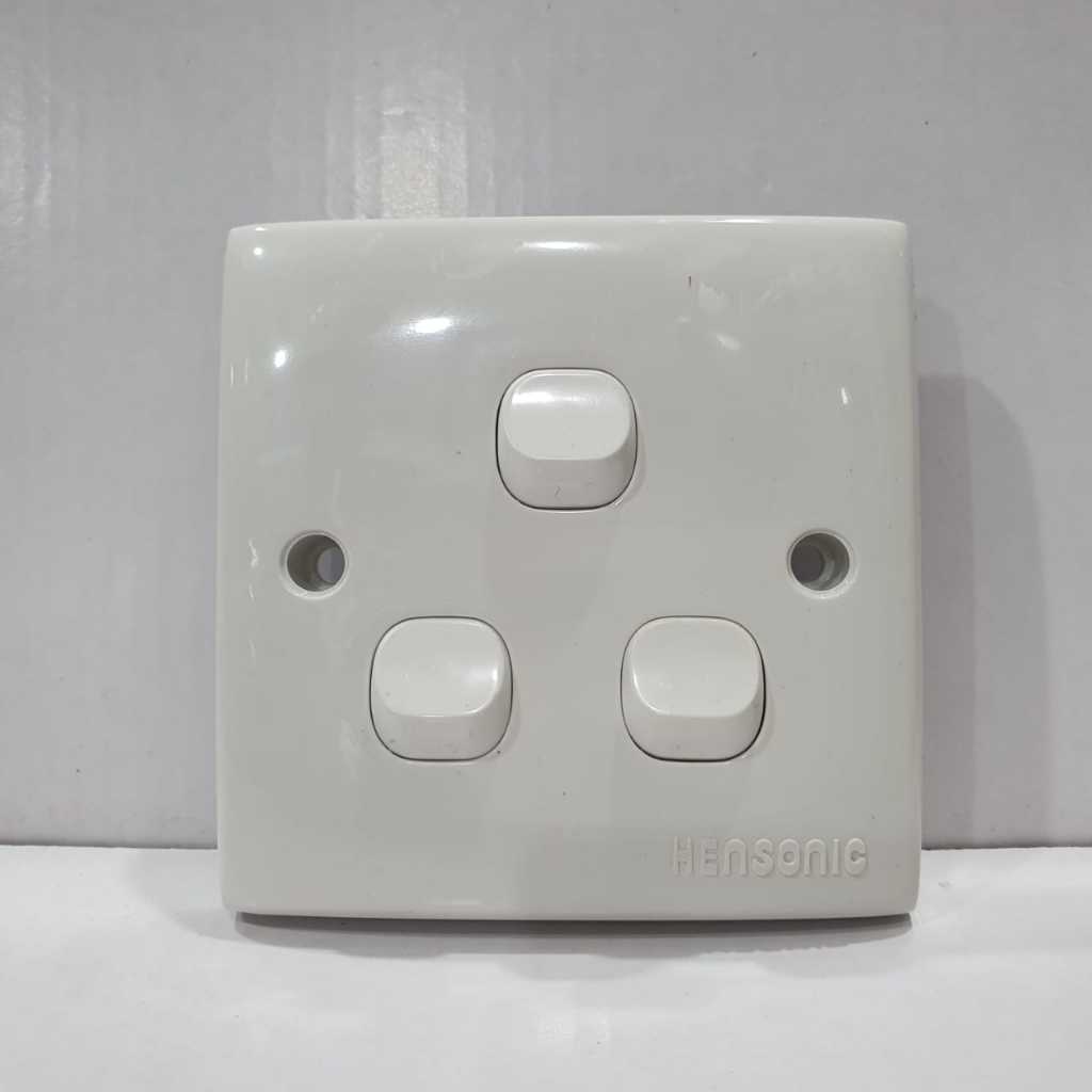 Saklar Lampu Triple Tanam HENSONIC HSC 163 - Saklar Lampu Rumah Inbow