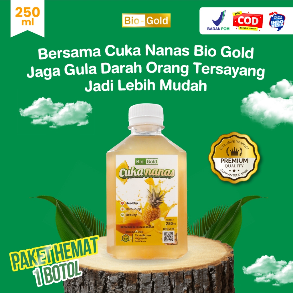 

Cuka Nanas Bio Gold 250ml | Cuka Nanas Asli Organik With Mother | Diet & Detoks Alami