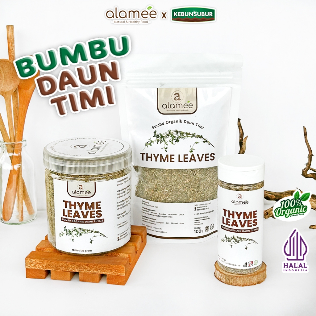 

ALAMEE Thyme Kering Daun Timi Bumbu Dapur Organik Garnish Dried Leaves Murni Asli Seasoning Kebunsubur