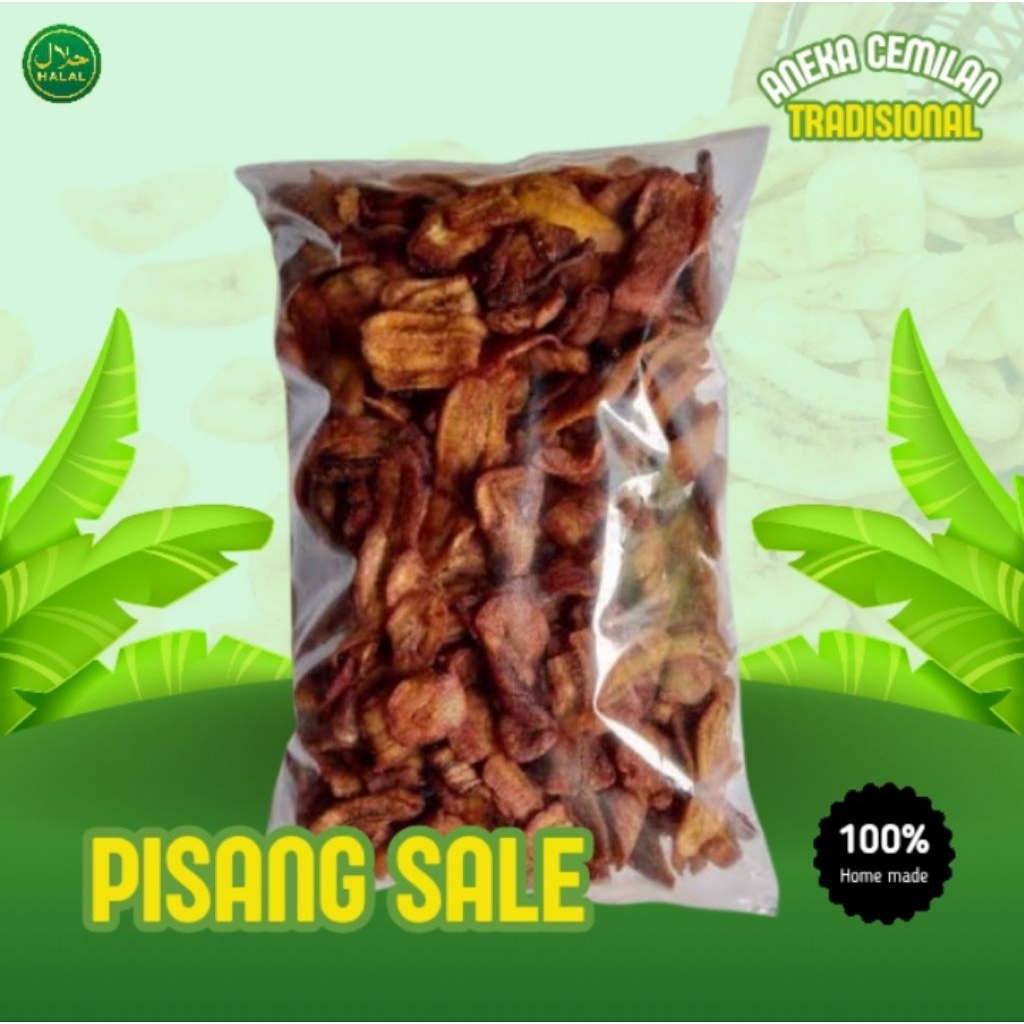 

Keripik pisang manis, Pisang sale, Salai kering. Kemasan 100 gram (5 ribu) dan 200 gram (10 ribu)