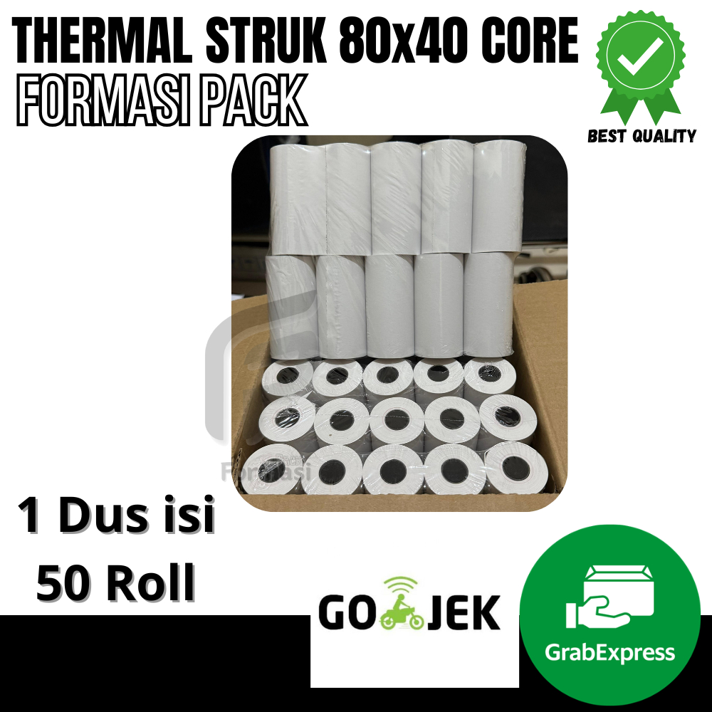 

KERTAS STRUK THERMAL PAPER ROLL 80x40 CORE (1 Dus isi 50 Roll )TERMAL EDC THERMAL PRINTER MINI BLUETOOTH