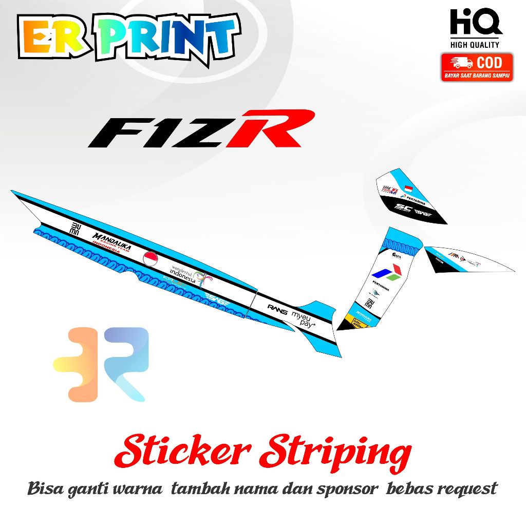 Striping Fiz R Sticker 1 Full Set Kanan Kiri Variasi  Desain Mandalika