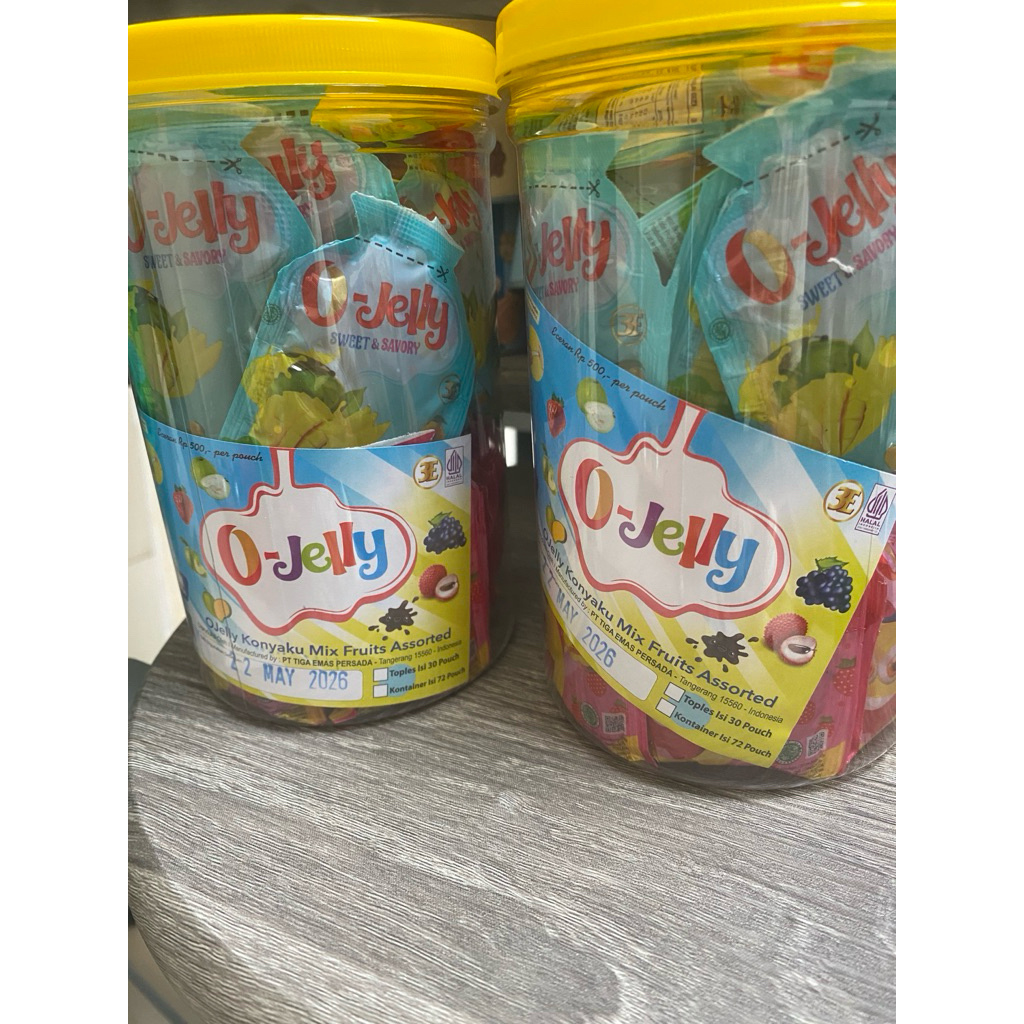 

Ojelly konyaku mix fruits 1 toples isi 30 pouch