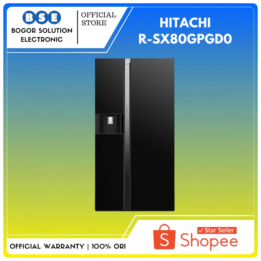 HITACHI R-SX80GPGD0-GBK Kulkas Hitachi Water Dispenser RSX80GPGDO Kulkas Hitachi Side By Side RSX80G