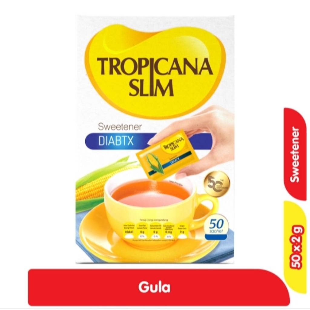 

Tropicana Slim Pemanis Nol Kalori Diabtx 50 x 2 g
