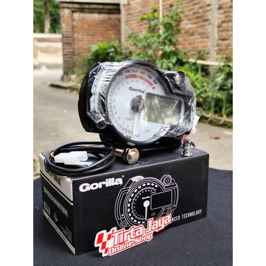 SPEEDOMETER DIGITAL KOSO RX2 RX2N PUTIH GORILLA LED UNIVERSAL TD-346 WHITE SET SOKET DAN SENSOR KECE