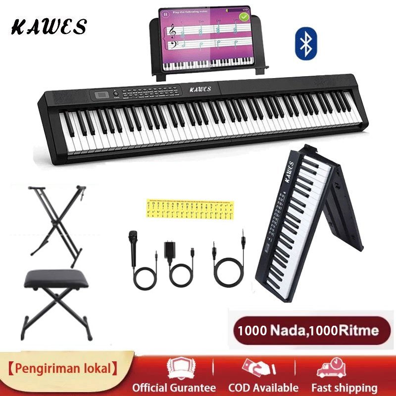 Ready Stock KAWES Portable Digital Piano 88/61 Keys Foldable Piano Keyboard Electric Keyboard