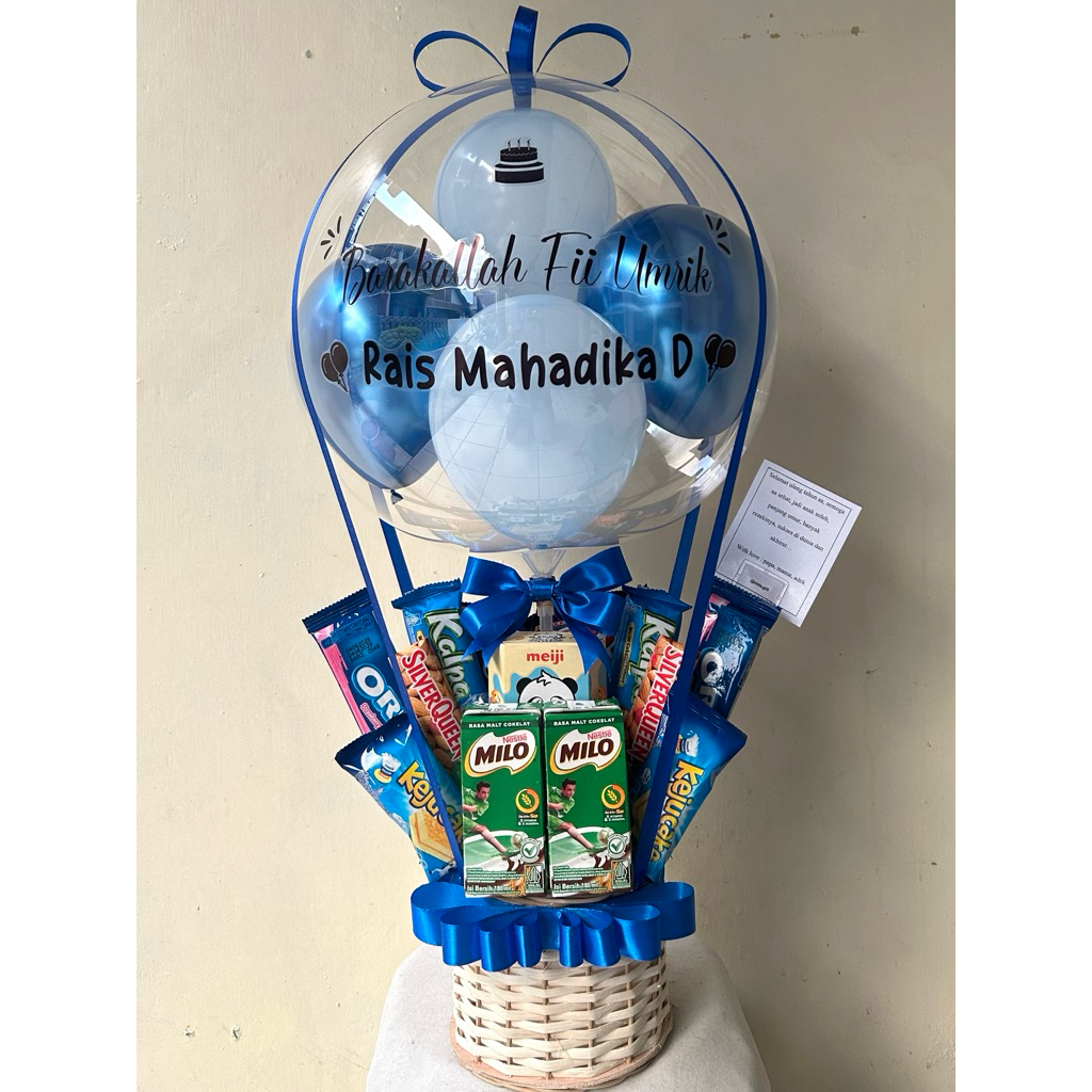 Bouqet Ballon Snack Tema Biru| Gift snack ballon| Hampers Balon