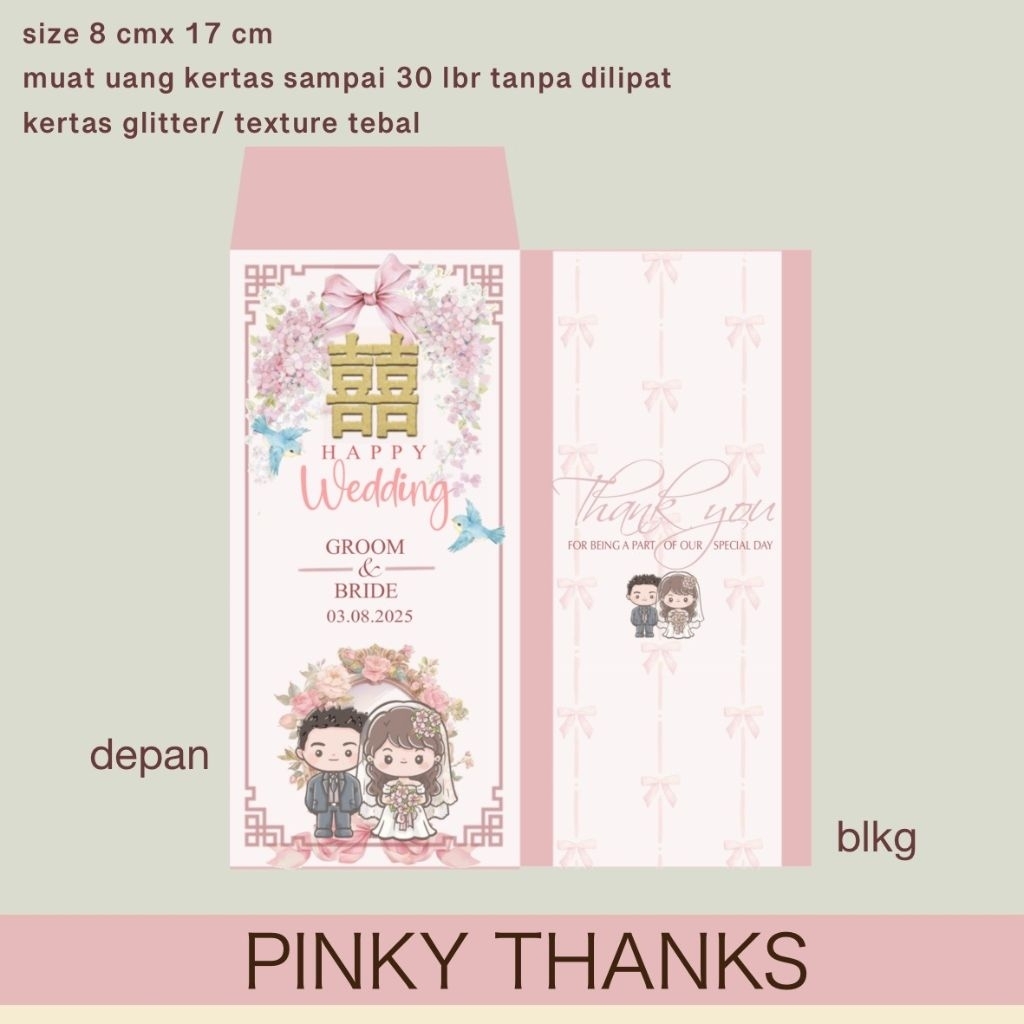 

Amplop terimakasih wedding sangjit ( free custom nama (harga untuk 1 pack isi 8 bh