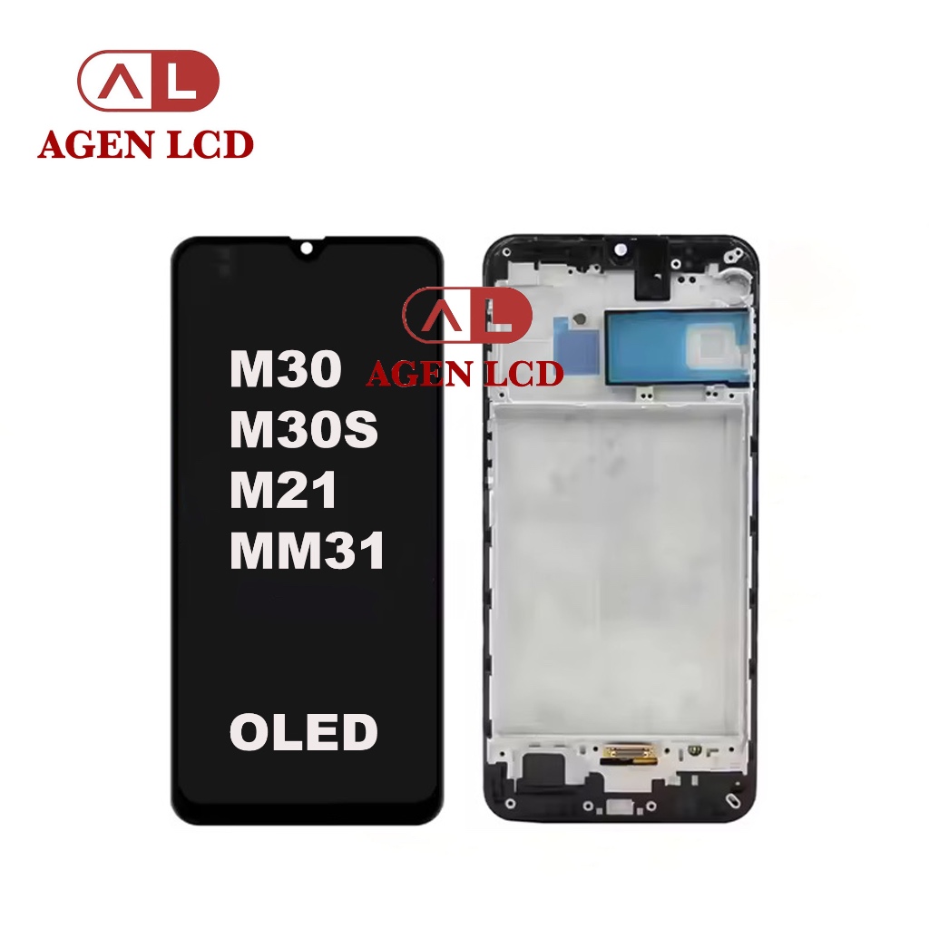 LCD OLED For Samsung M30 - SM-M305 - M30S - M21 - M31 OLED +FRAME HITAM