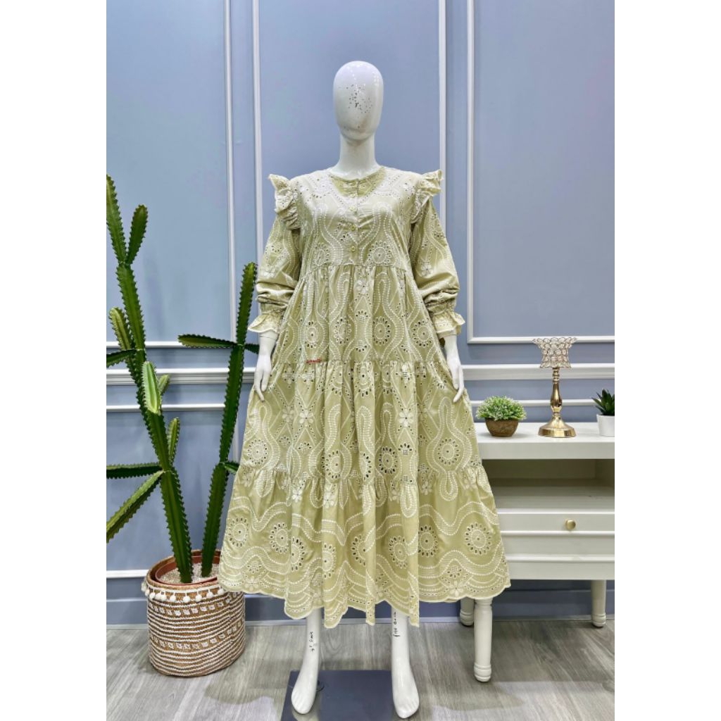 MIDI dress Salvina ys katun bordir renda