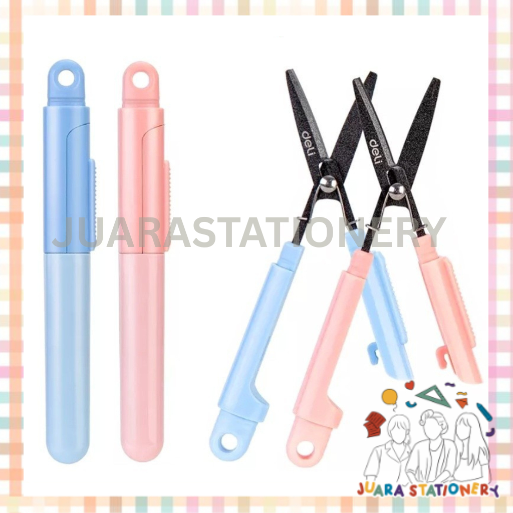 

Gunting Lipat Deli 77761 / Portable Scissors Gunting Portabel Warna Pink Biru