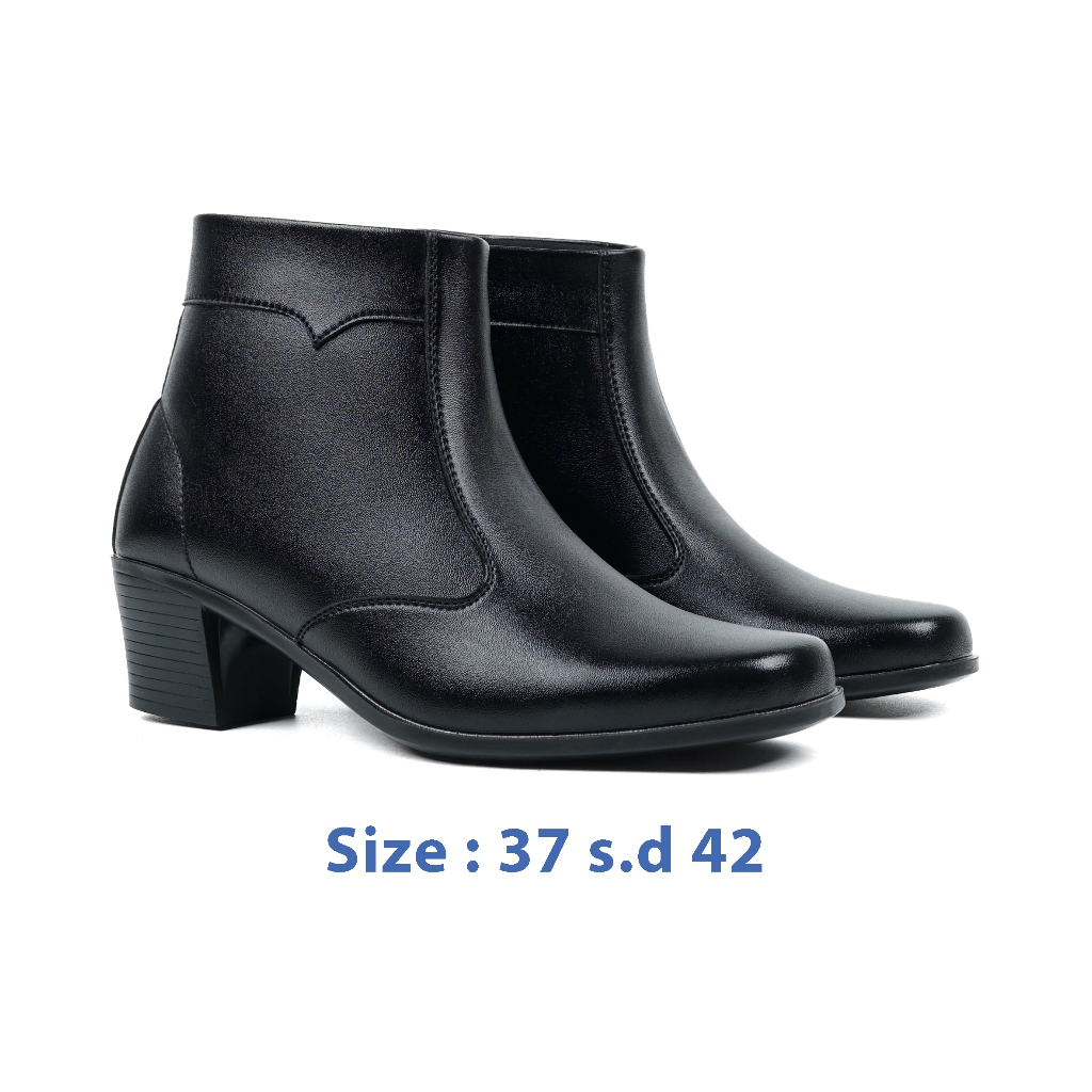 Zeintin - Sepatu Boots Wanita Hitam Polos Resleting Boot Wanita Formal PDH Casual ZO