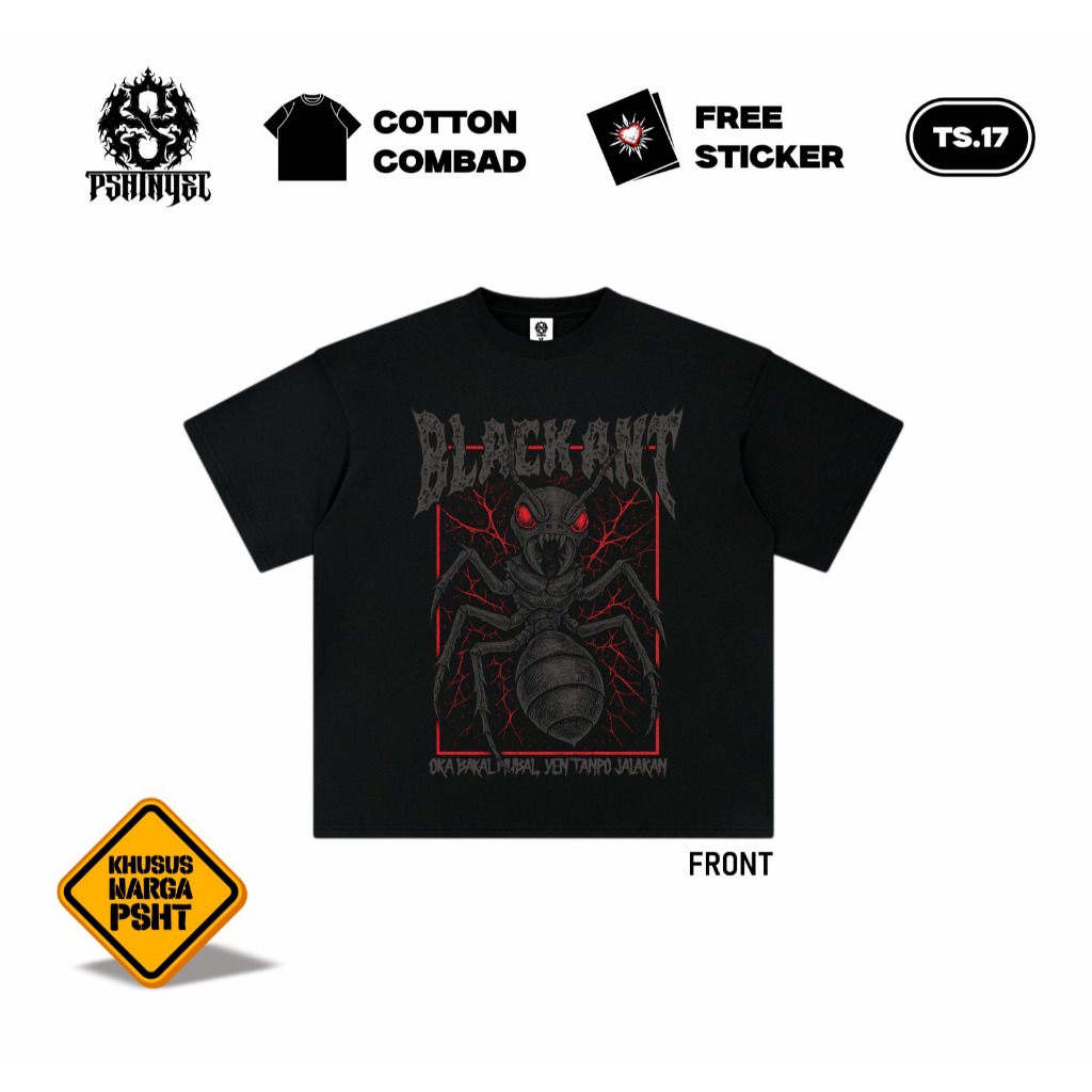 Kaos Psht Black Ant Desain Metal Terbaru Baju Distro Pria Wanita Original PSHTNYEL