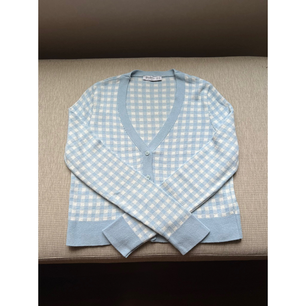 [PRELOVED] Stradivarius White Blue Cardigan
