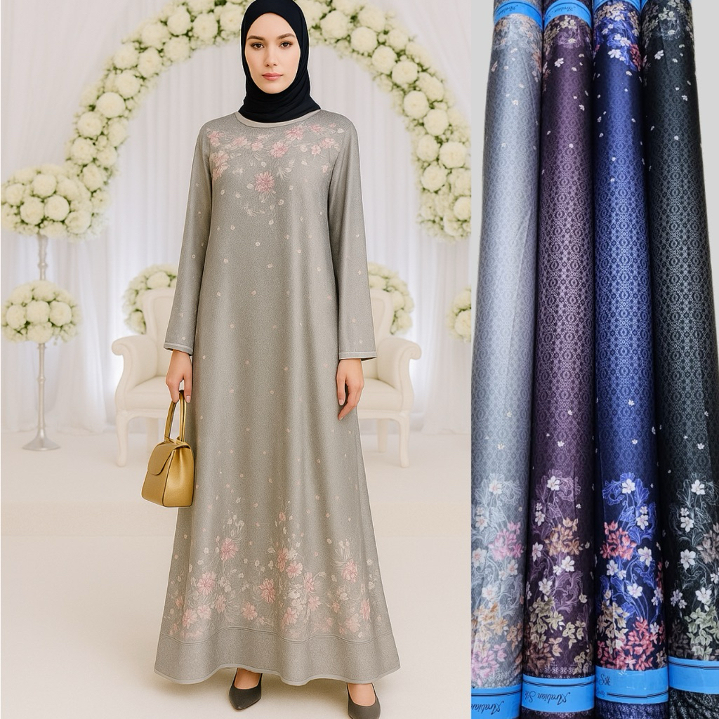 Kain Arabian Silk Motif Risha kain mewah elegan harga per 0,5m kain Silk motif kain gamis