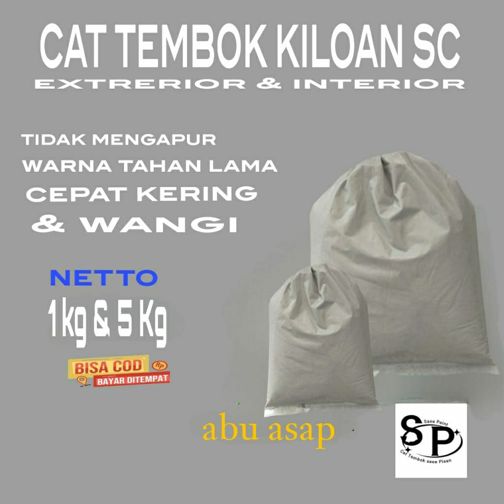 Cat tembok kiloan murah kualitas SC warna abu asap by SAEE PAINT
