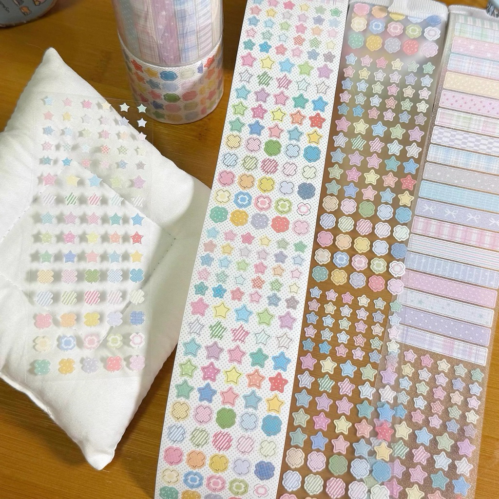 

[47cm] Pastel Stars and Lines share sticker roll - stiker jurnal journaling dekorasi ecer bintang