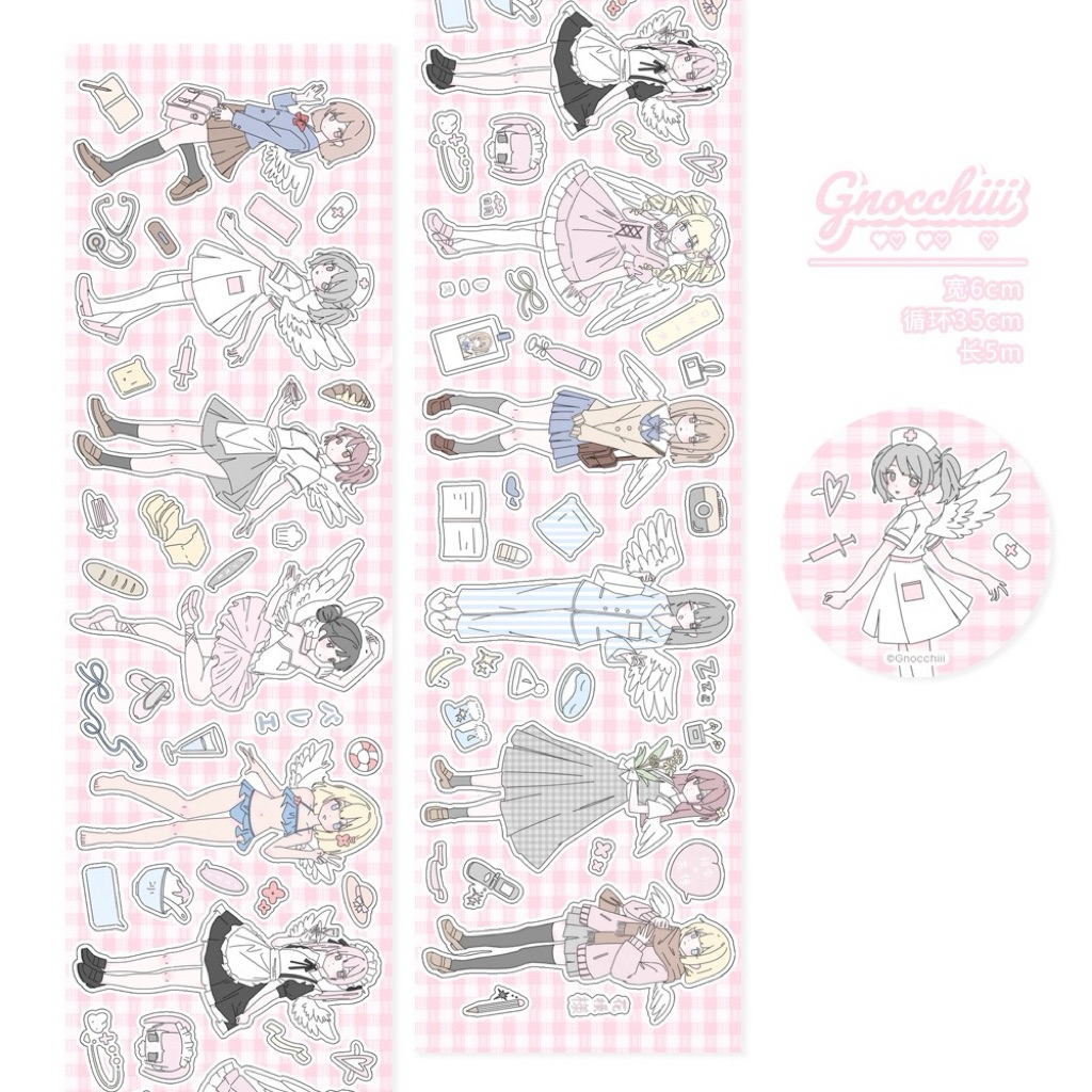 

[35cm] Tiny Angels share sticker roll - stiker jurnal journaling dekorasi ecer pastel