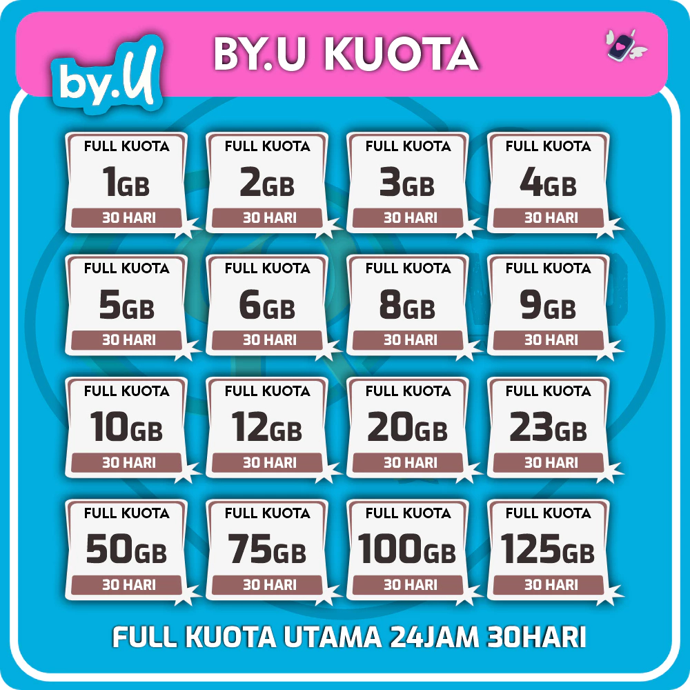 Kuota Data Internet BYU BY.U Murah Full 24Jam 30Hari Unlimited