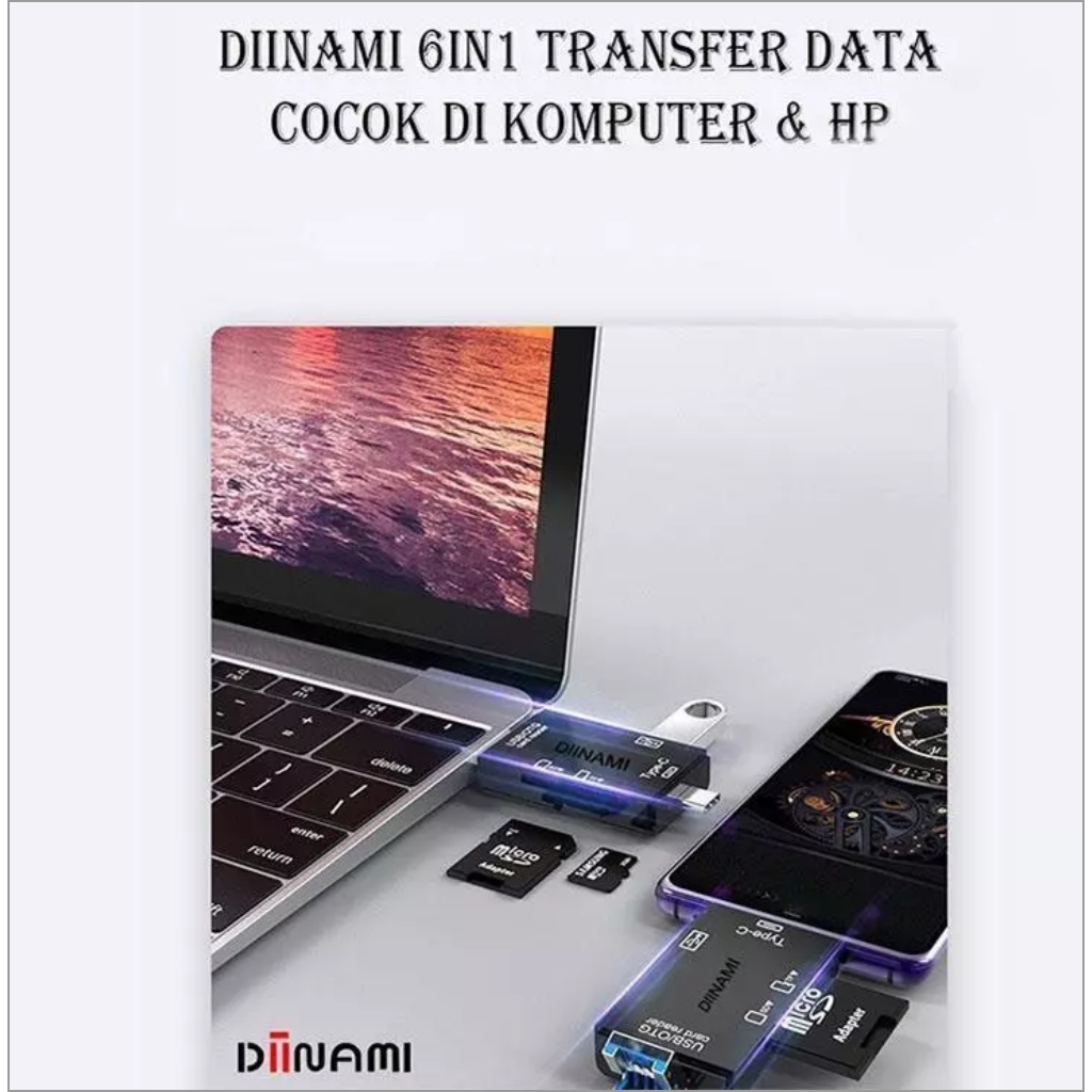 Diinami CM-1 Card Reader 6 in 1 Card Reader Usb 2.0 Multi-Function